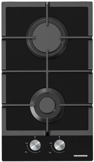 Plita HEINNER incorporabila HBH-M302FGBK, Gaz, 2 arzatoare, Aprindere electrica integrata, Sistem de siguranta, 30 cm, Negru