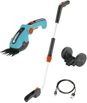 Gardena GARDENA Cordless Grass Shears ComfortCut Li Set, 3.6V (turquoise/black, Li-Ion battery 3.0Ah, with telescopic handle and wheels)