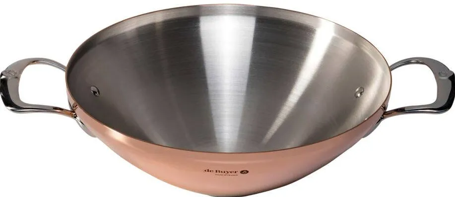 Wok cupru/inox De Buyer Prima Matera 6247.32 32 cm 2 manere inductie