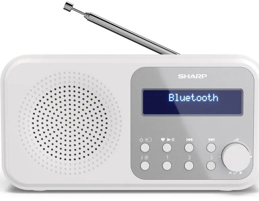 Sharp Radio portabil digital Sharp Tokyo, DAB+, FM RDS, Bluetooth, Alb