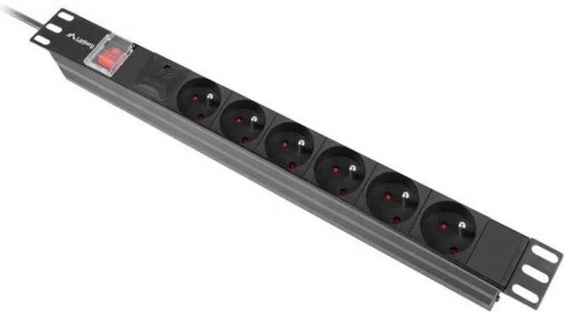 LANBERG Unitate distributie alimentare PDU 19", 1U, 10A, 6 prize, negru, C14