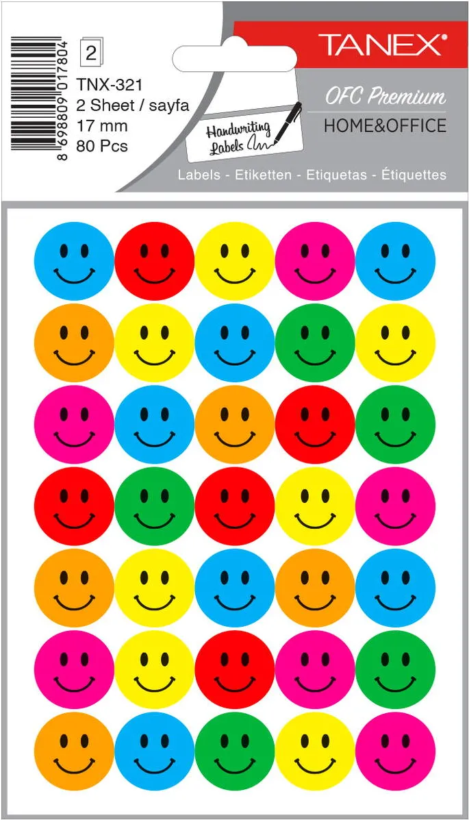Tanex Stickere decorative, 2 file/set, D19 mm, TANEX Kids, mix colorat