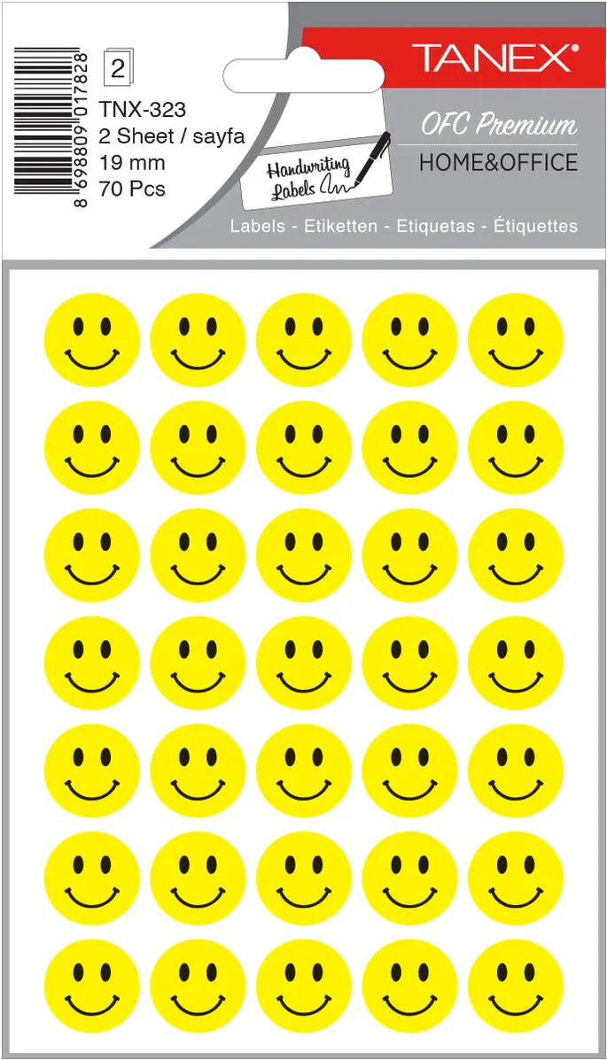 Tanex Stickere decorative, 2 file/set, D19 mm, TANEX Kids, smiley face