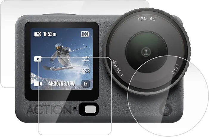 Puluz tempered glass screen protector set for DJI Osmo Action 6 (3 pcs.)
