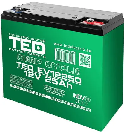 Ted Electric ACUMULATOR VEHICULE ELECTRICE DEEP CYCLE 12V 25AH TED