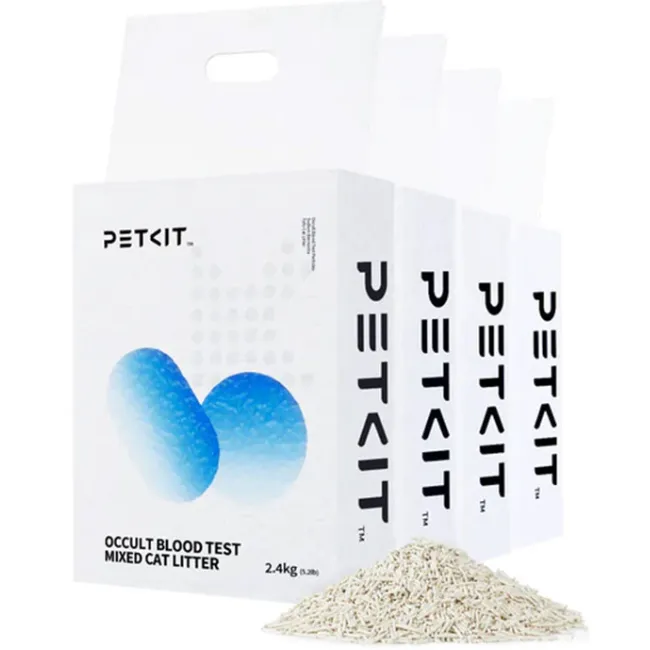 PETKIT Set 4 cutii nisip mixt tofu litiera PETKIT Occult Blood Test Mixed Cat Litter test integrat de sange ocult, 2.4kg per cutie