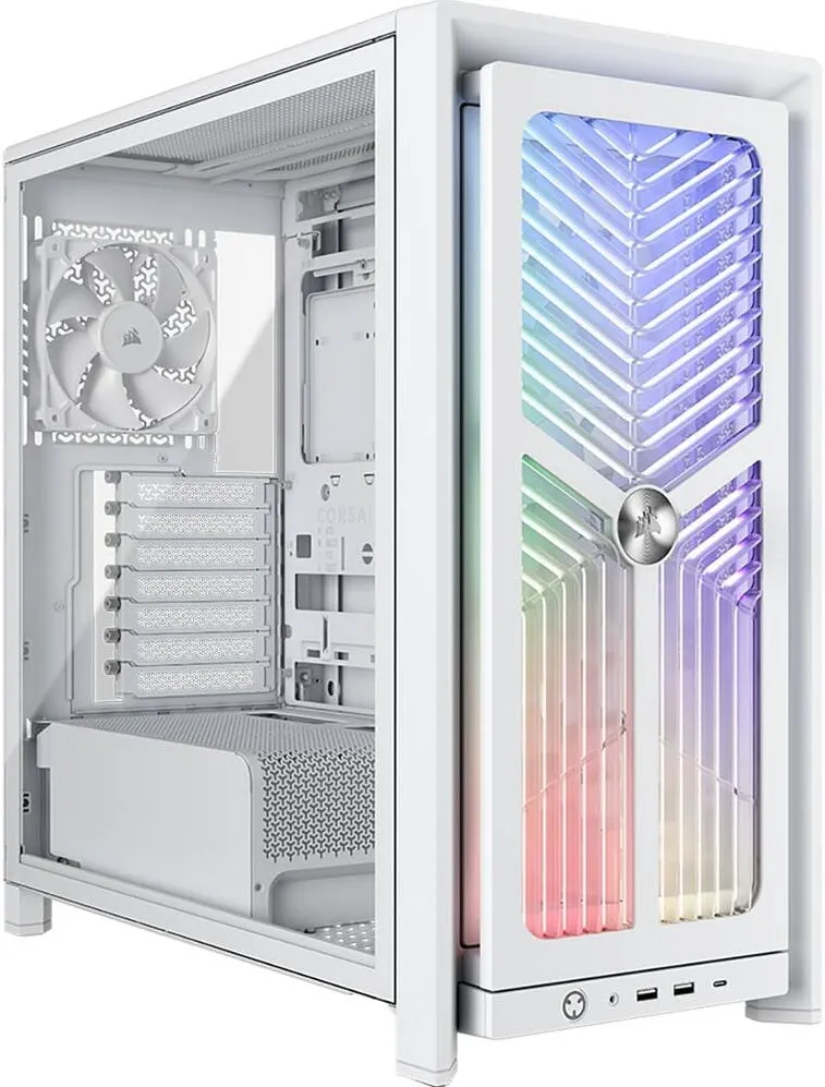Carcasa PC Corsair FRAME 4000X RS, Mid-Tower, 4 ventilatoare RS120 PWM incluse, Sticla securizata Alb