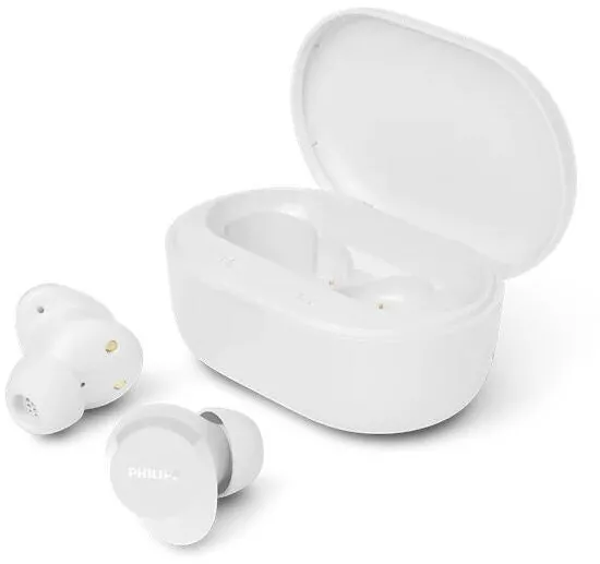 Casti In-Ear Philips TAT1300WT/00, True wireless, Bluetooth 6.0, Microfon, IPX4, Autonomie 24h, White
