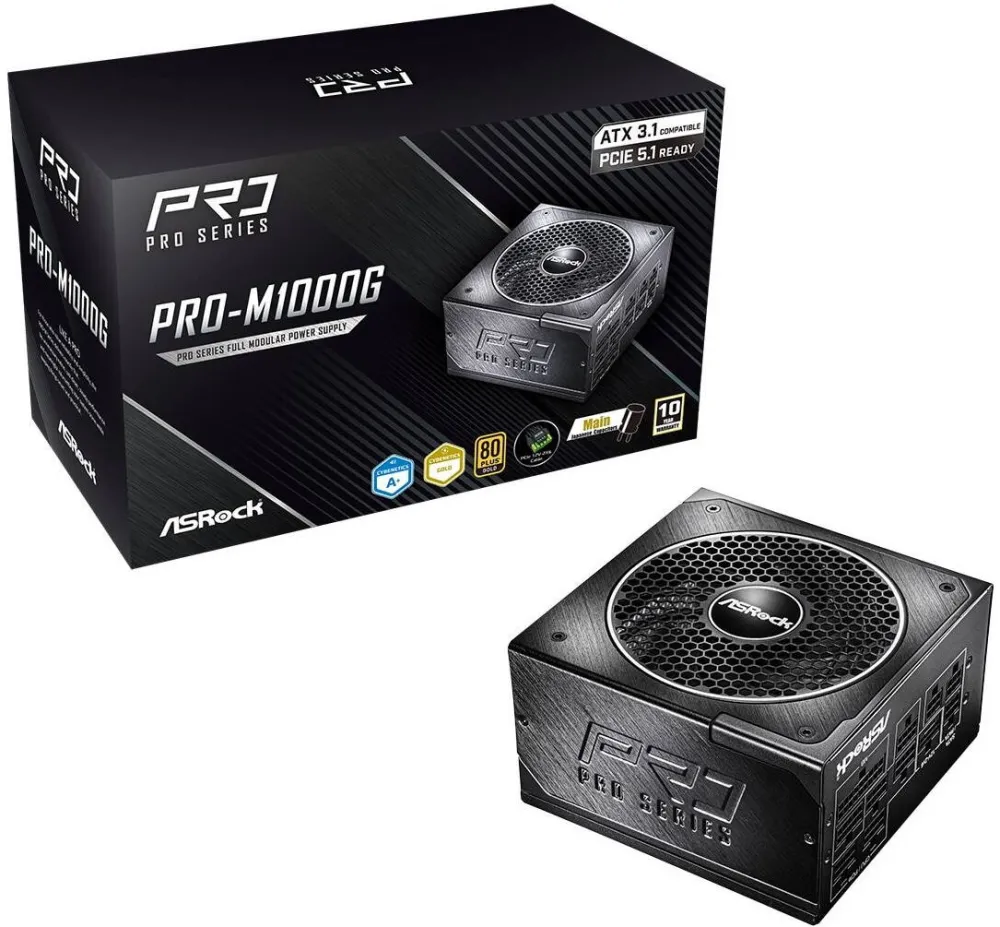 Sursa PC ASRock PRO-M1000G 1000W 80+ Gold modulara 13,5cm ATX 3.1