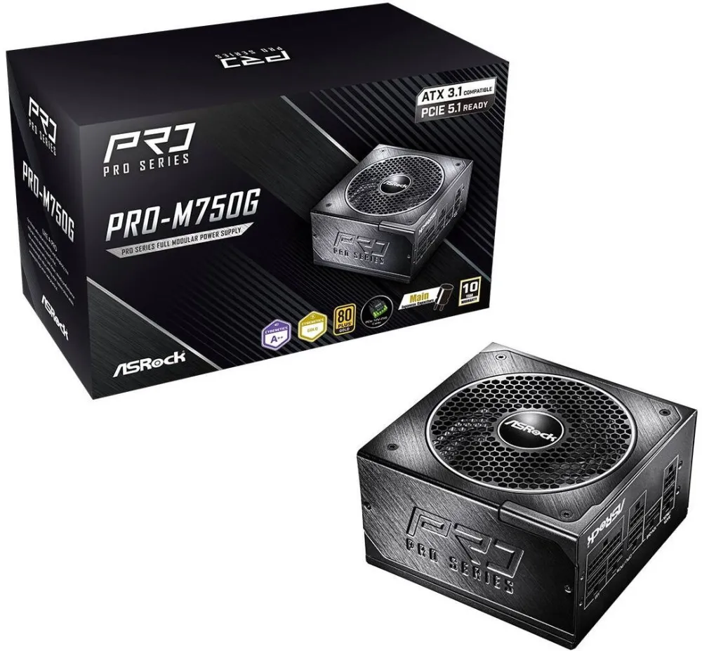 Sursa PC ASRock PRO-M750G 750W 80+ Gold modulara 13,5cm ATX 3.1