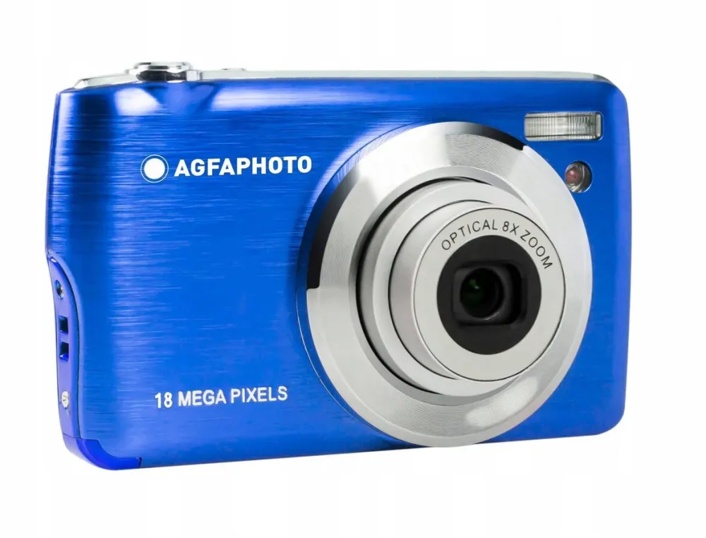 Aparat foto compact AgfaPhoto digital DC8200 18MP Albastru, include card SD 16 GB si husa