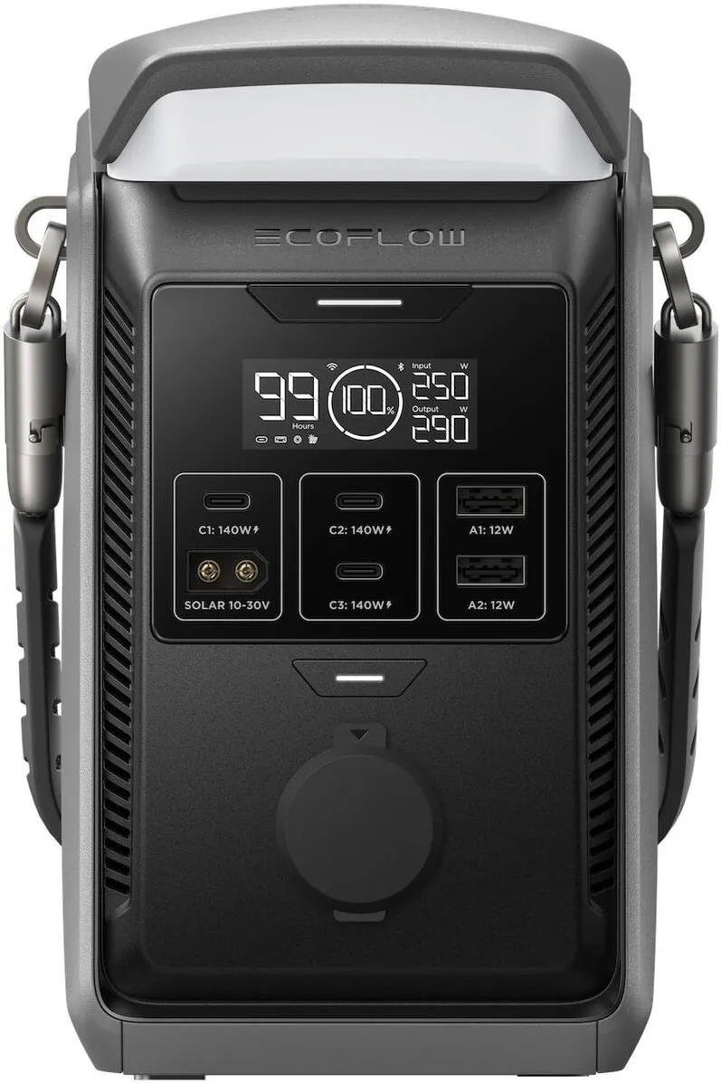 EcoFlow Statie de alimentare portabila TRAIL Plus 300 DC 288Wh, 90.000 mAh, lampa LED integrata, incarcare solara, USB-C, priza auto
