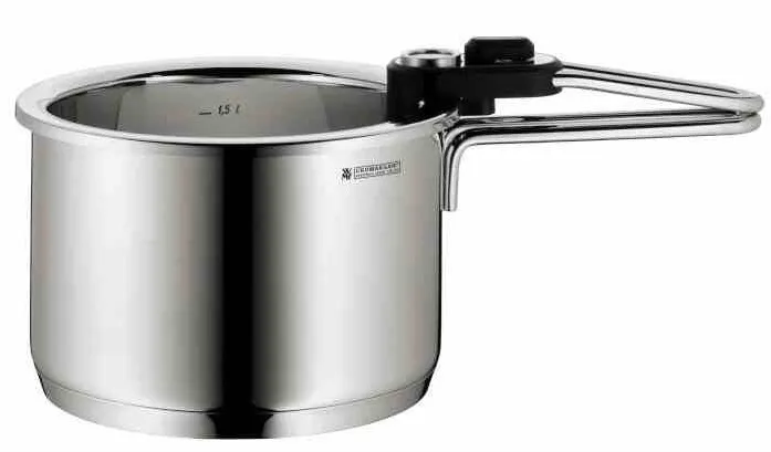 WMF Set oala/termometru, WMF, Inox/Plastic, 1.5 l, 18 cm, Argintiu/Negru