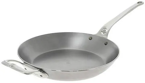 De Buyer Tigaie de fier, 32 cm, manere din inox, utilizare interioara si exterioara, ecologica