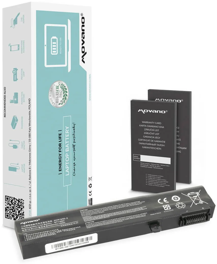 Acumulator Laptop Movano 4400mAh, 10.8V, 6 celule, pentru GE72, GL72