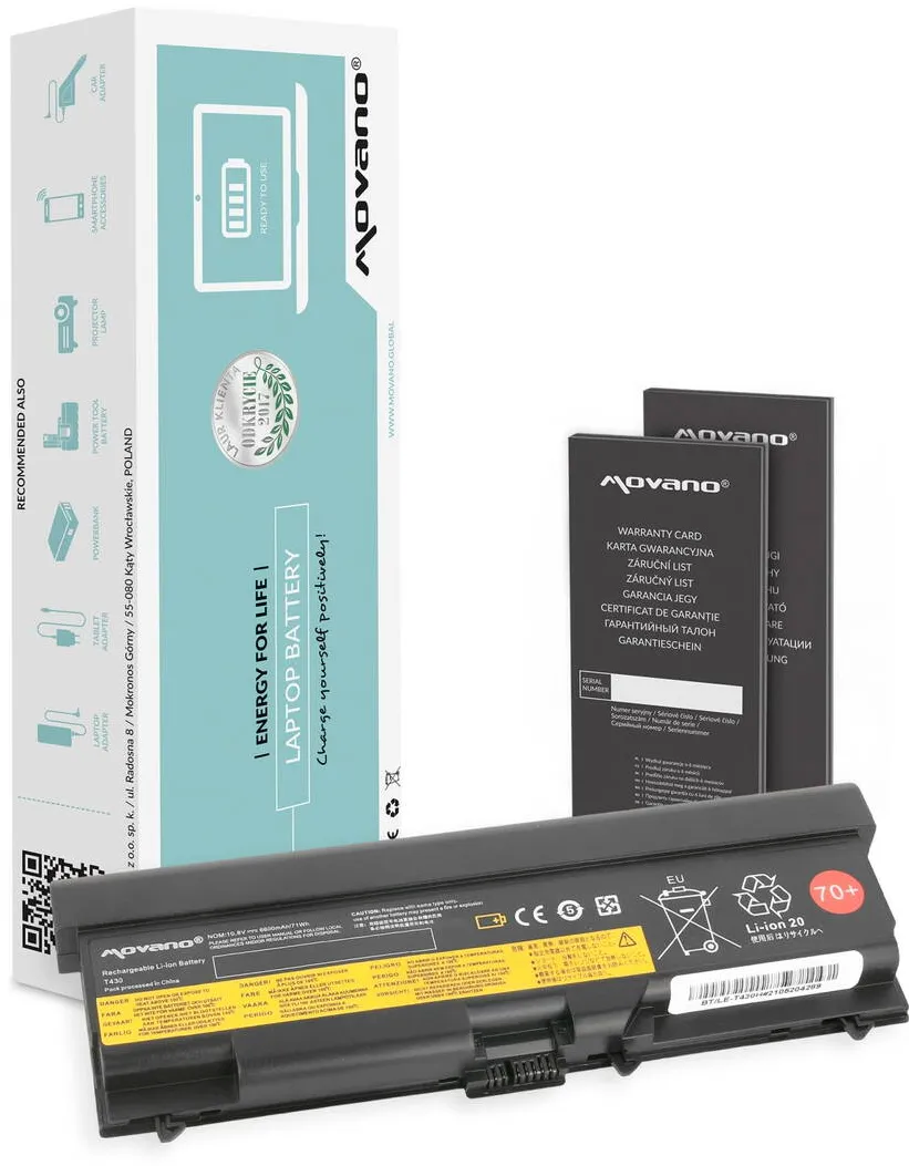 Acumulator Laptop Movano pentru ThinkPad T430, T530, 6600 mAh