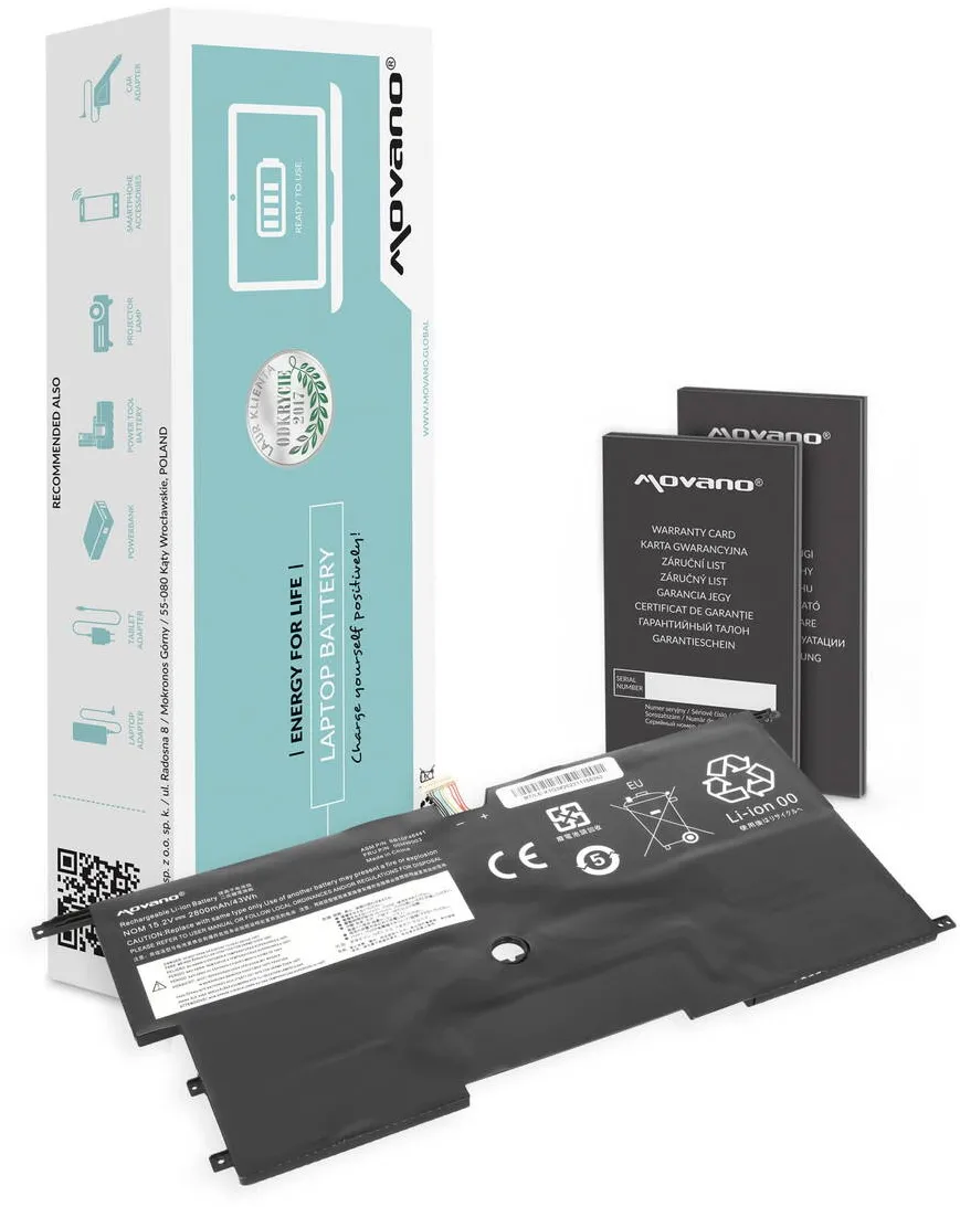 Acumulator Laptop Movano 2800 mAh, 15.2V, 4 celule Li-Ion, pentru ThinkPad X1 Carbon 14 Gen 2, Gen 3