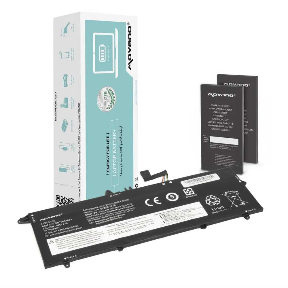 Acumulator Laptop Movano L18C3PD2 pentru ThinkPad T490s T495s T14s, protectie avansata, 100x50x10mm