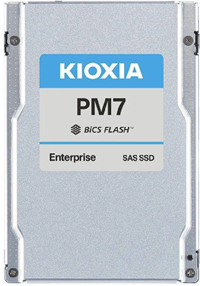 Hard disk server Kioxia PM7-V Enterprise, unitate de stocare SAS 24Gb/s, 2,5 inch (15mm), 1,6TB, argintiu