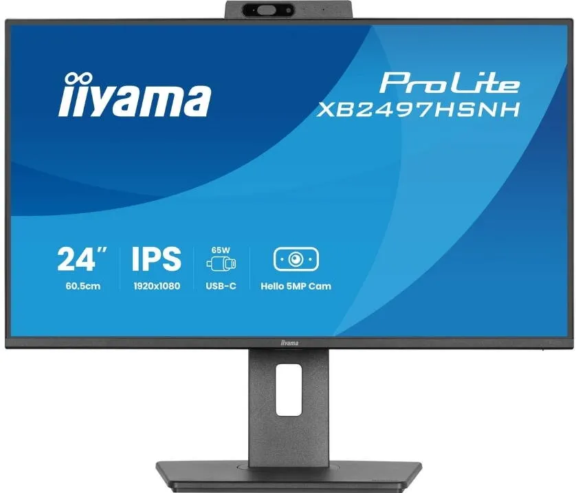 Monitor IIyama IPS LED 23.8" XB2497HSNH-B1, Full HD 1920 x 1080, HDMI, DisplayPort, Boxe, Webcam, Pivot, 100 Hz, 1 ms Negru