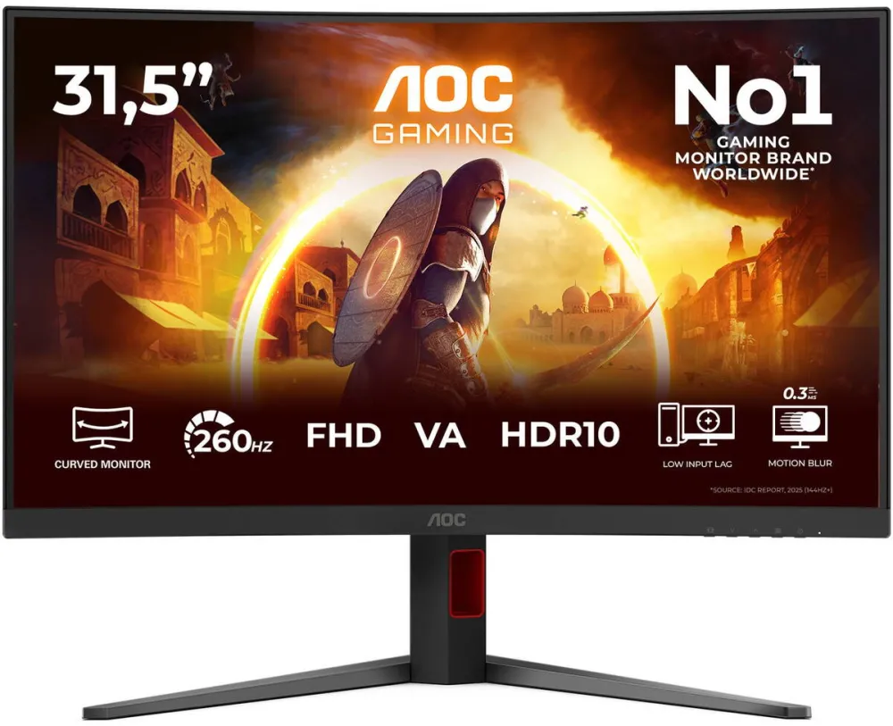 Monitor AOC Gaming C32G4Z, 32", Full HD (1920 x 1080), VA, Flicker‑Free, Low Blue Light, HDMI, DisplatPort, VESA, Negru