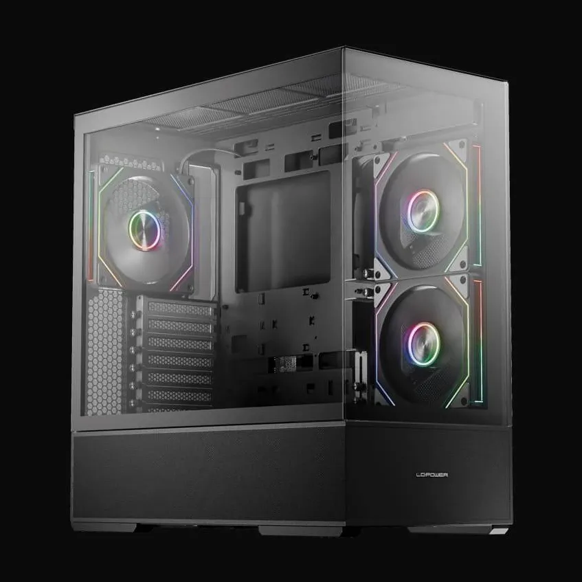 Carcasa PC LC-Power Gaming 812B Onyx Vision, sticla securizata, RGB, Negru, 472x455x235mm