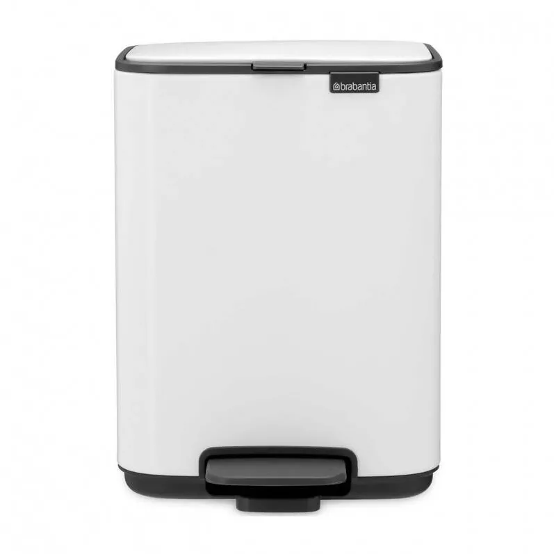 Brabantia Cos de gunoi Bo Pedal 1010117, 4 l, Inchidere usoara, Baza antiderapanta, Alb