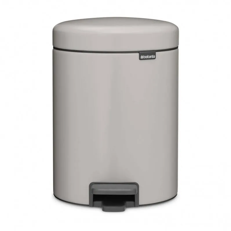 Brabantia Cos de gunoi cu pedala NewIcon 1010434, 5 l, inchidere usoara, baza antiderapanta, gri deschis