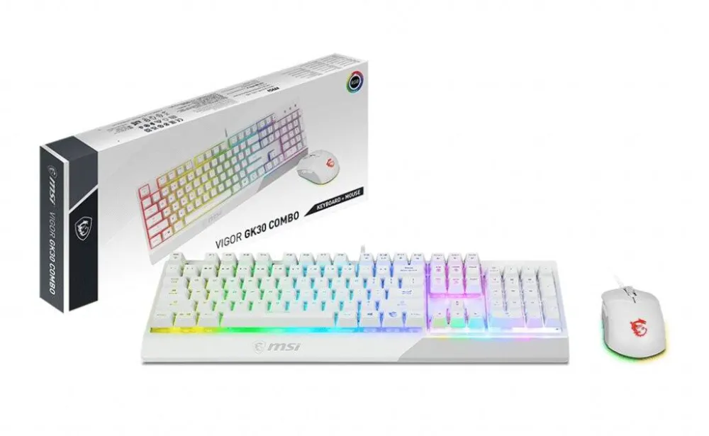 Kit Periferice MSI Vigor GK30 Combo USB QWERTY Keyboard + Mouse GM11 White