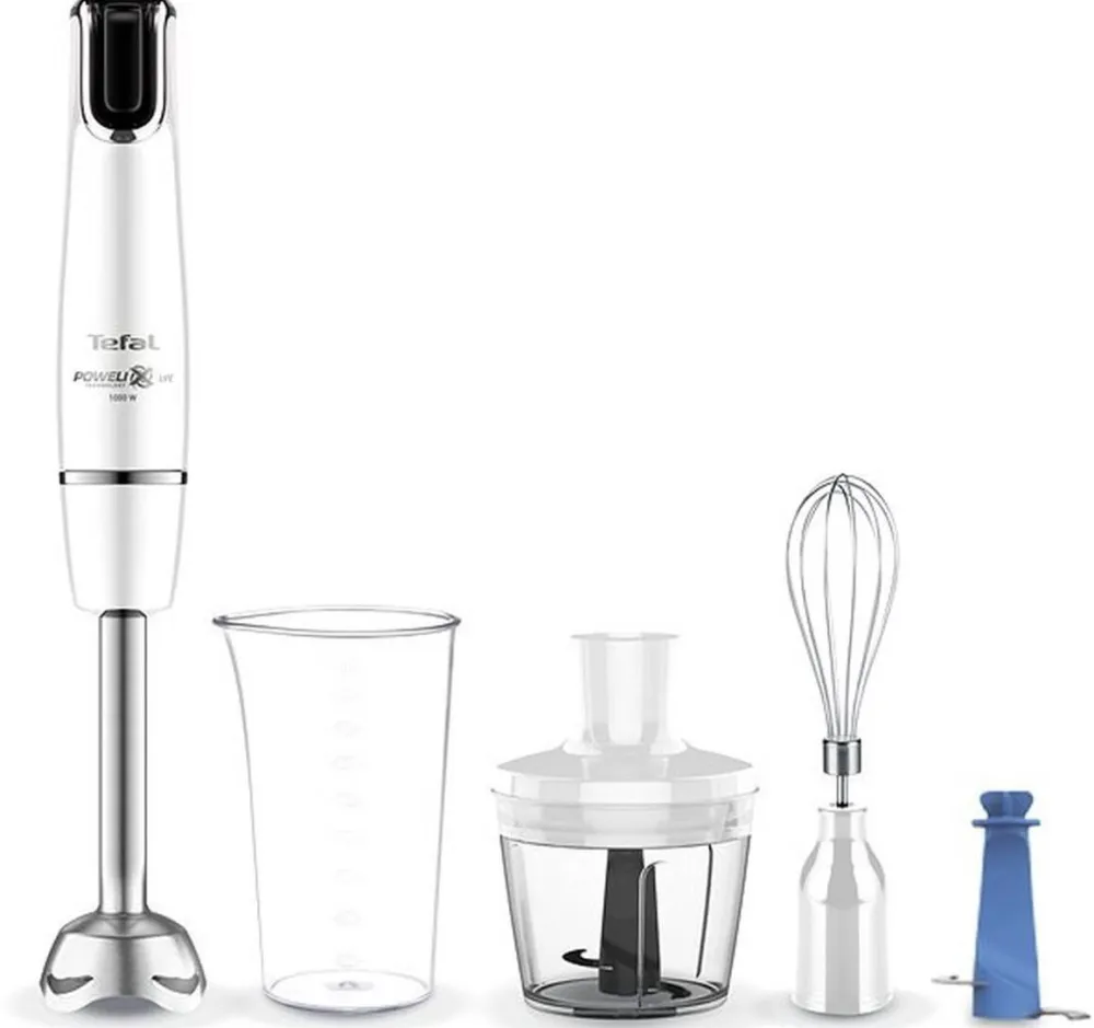 Mixer vertical Tefal InfinyForce HB944138, 1000W, tehnologie Powelix, accesoriu zdrobire, tocator, tel, recipient 800ml, alb