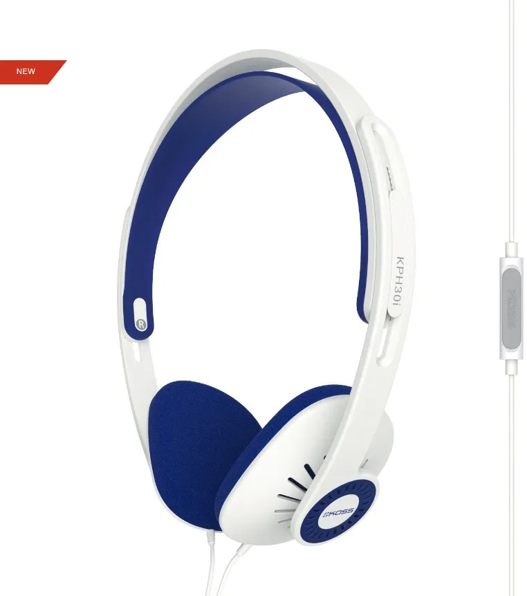Casti Over-Head Koss Koss KPH30iW Headphones, On-Ear, Wired, Microphone, White
