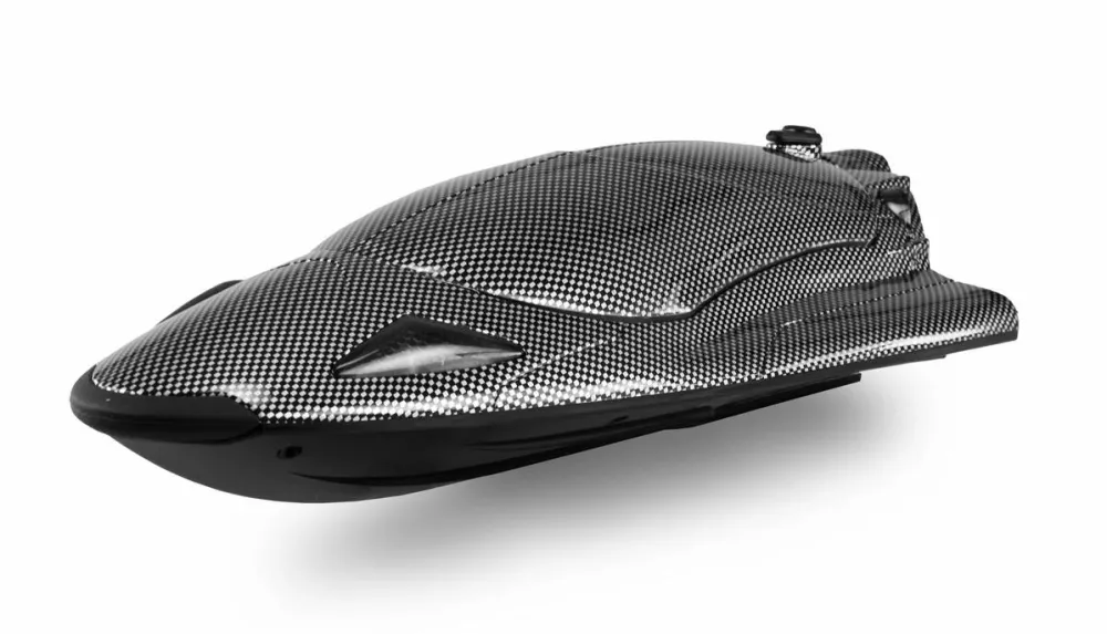 Masina AMEWI Barca RC cu telecomanda Stingray, Lungime 33 cm, 2, 4 GHz, Viteza 40 km/h, Raza 60m, LED, Racire pe apa, Jetdrive, Aspect Carbon, RTR, 14+