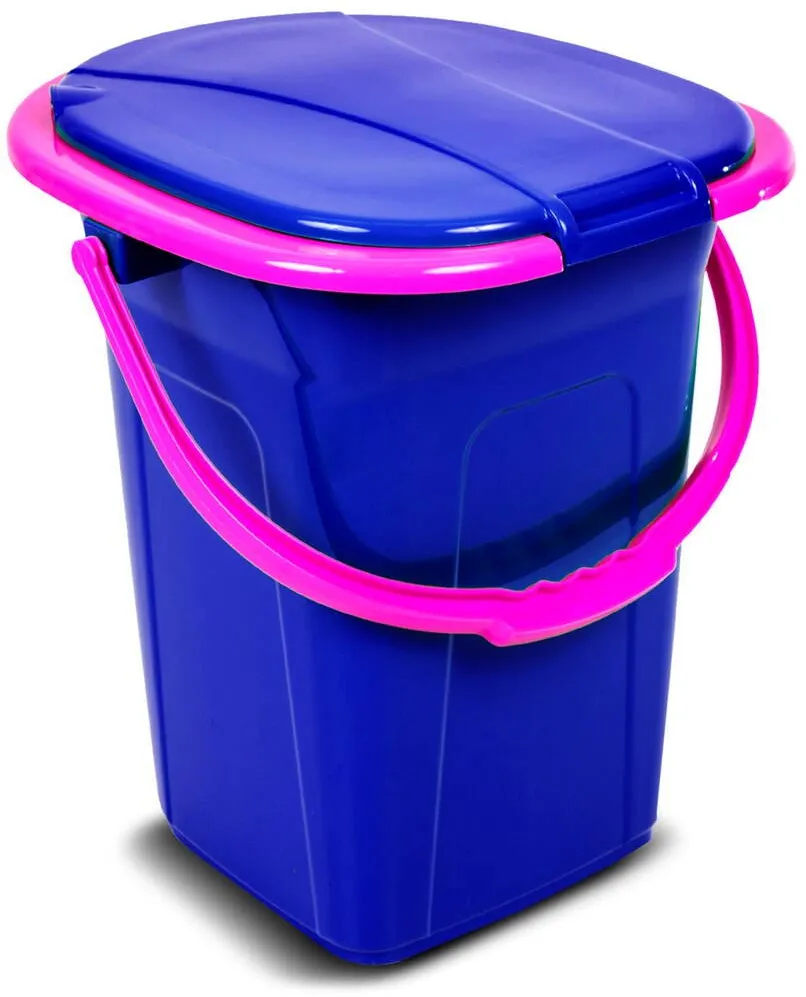 GREENBLUE Galeata portabila pentru toaleta de camping, 19L, pentru calatorii, festivaluri, cu maner, scaun rabatabil - bleumarin si roz