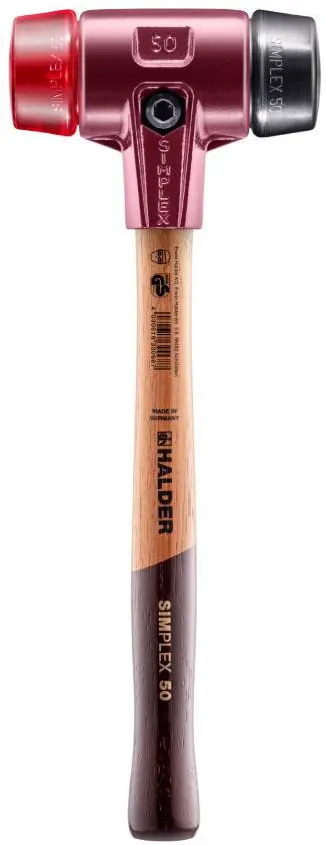 Halder Ciocan cu capete interschimbabile SIMPLEX, capete cauciuc/plastic, 50mm