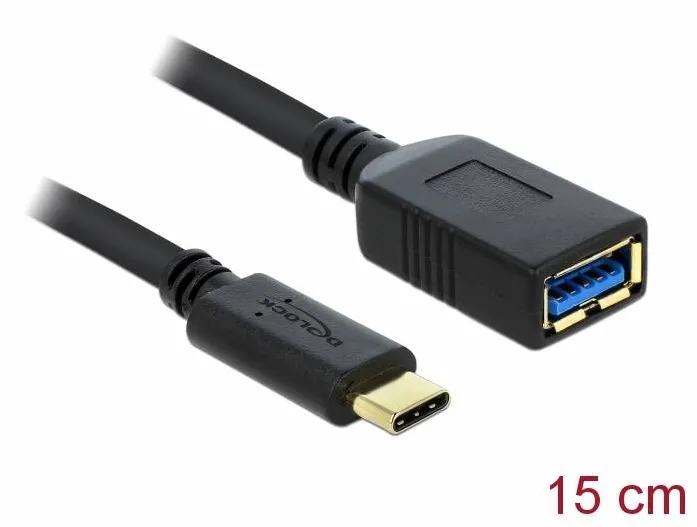 Adaptor DELOCK 65634, SuperSpeed USB (USB 3.1, Gen 1) USB Type-C male > USB Type A female 15 cm black