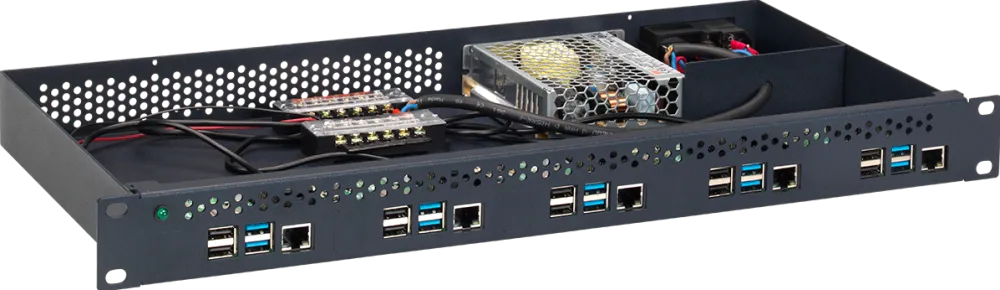 Kit montaj rack Rackmount RM-PI-T1 pentru 5 Raspberry Pi 4 cu alimentare
