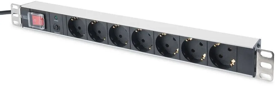 Accesoriu Retea Assmann Cablu Alimentare 1HE 7Porturi cu protectie Alu 2m