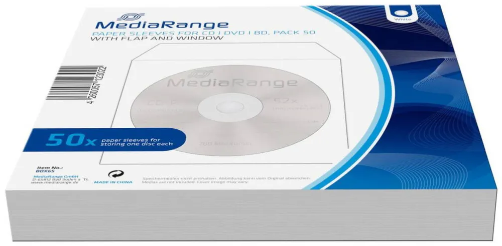 MediaRange CD Hüllen 50pcs Papier Flagwindow retail