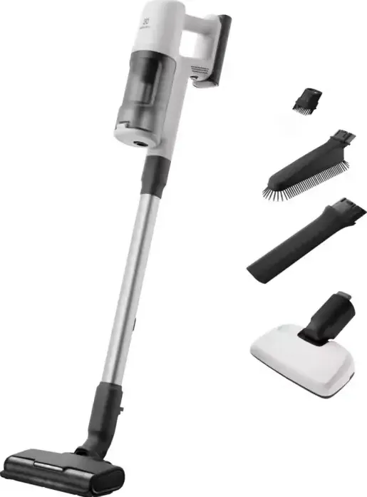 Aspirator ELECTROLUX Aspirator vertical Electrolux Seria 600 EP61HB21UV, 21,6V, 2500 mAh, recipient praf 0,5l, tub inox, perie PowerPro multisuprafete cu LED, duza BedPro cu lumina UV, duza aspirare praf la inaltime, 79 dB, autonomie max 50 minute, alb