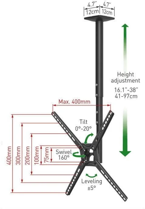 Suport TV / Monitor BARKAN Suport TV Barkan 13"-65" telescopic 3500B.B