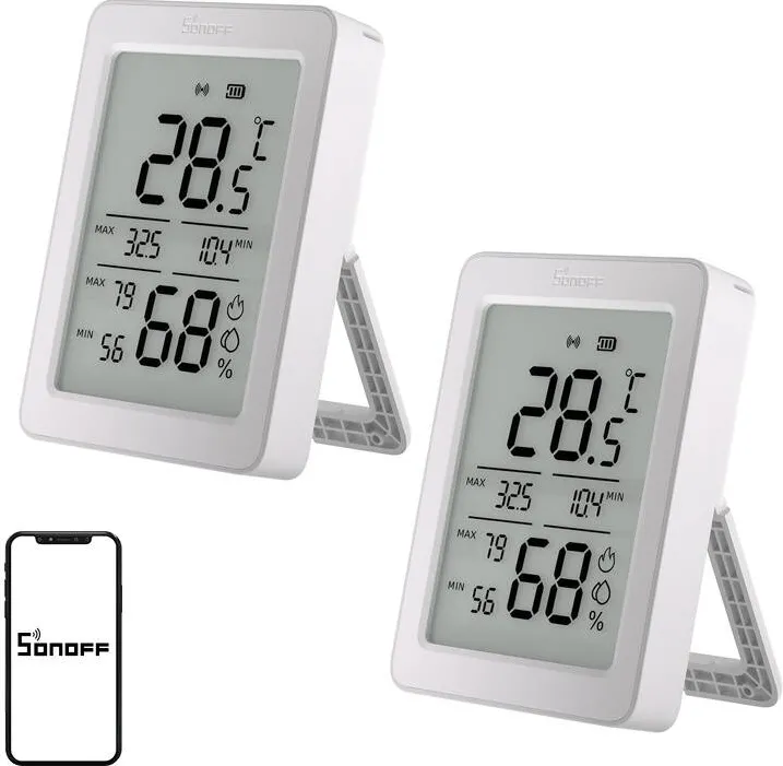 Sonoff ZigBee SNZB-02DR2 Senzor de temperatura si umiditate, pachet de 2 bucati
