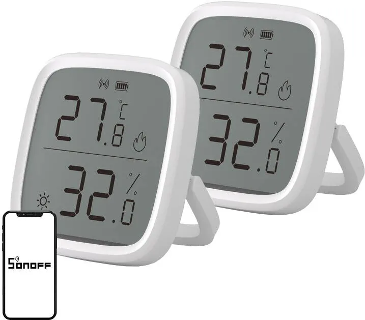Sonoff ZigBee SNZB-02D Senzor de temperatura si umiditate, pachet de 2 bucati