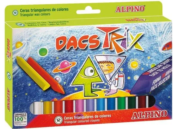 Alpino Creioane cerate soft, triunghilare, cutie carton, 12 culori/cutie, ALPINO DacsTrix