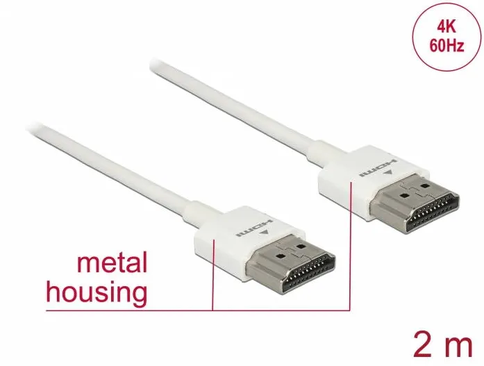 Cablu DELOCK HDMI-HighSpeed Ethernet A->A 4K 3D 2,00m Alb