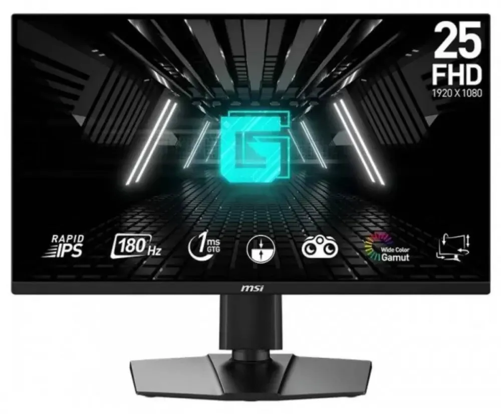 Monitor MSI G255PF E2, IPS, 24.5 inch, Full HD, 1920x1080, HDMI, DisplayPort, Boxe, Pivot, 180Hz, 1ms, Negru