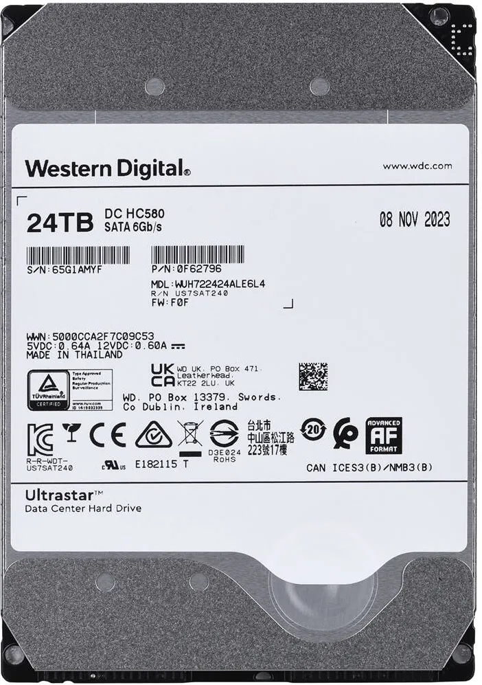 Hard disk server WD Western Digital Ultrastar DC HC580 3.5" 24 TB Serial ATA