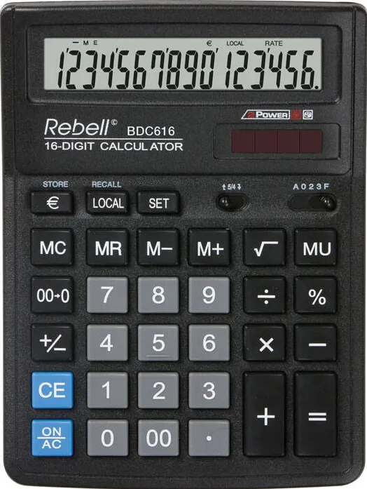 Rebell Calculator de birou, 16 digits, 193 x 143 x 38 mm, Rebell BDC 616 - negru