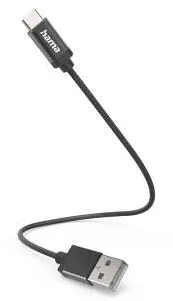 HAMA Charging Cable, USB-A - USB-C, 0.2 m, Nylon, black