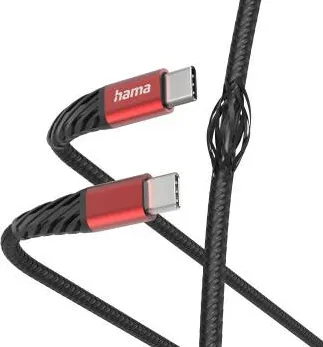 HAMA "Extreme" Charging Cable, USB-C - USB-C, 1.5 m, Nylon, black/red