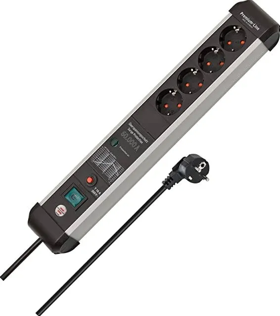 Brennenstuhl Brennenstuhl Premium Protect Line 4-way, power strip (black/silver, 60,000 A surge protection, 3 meters)